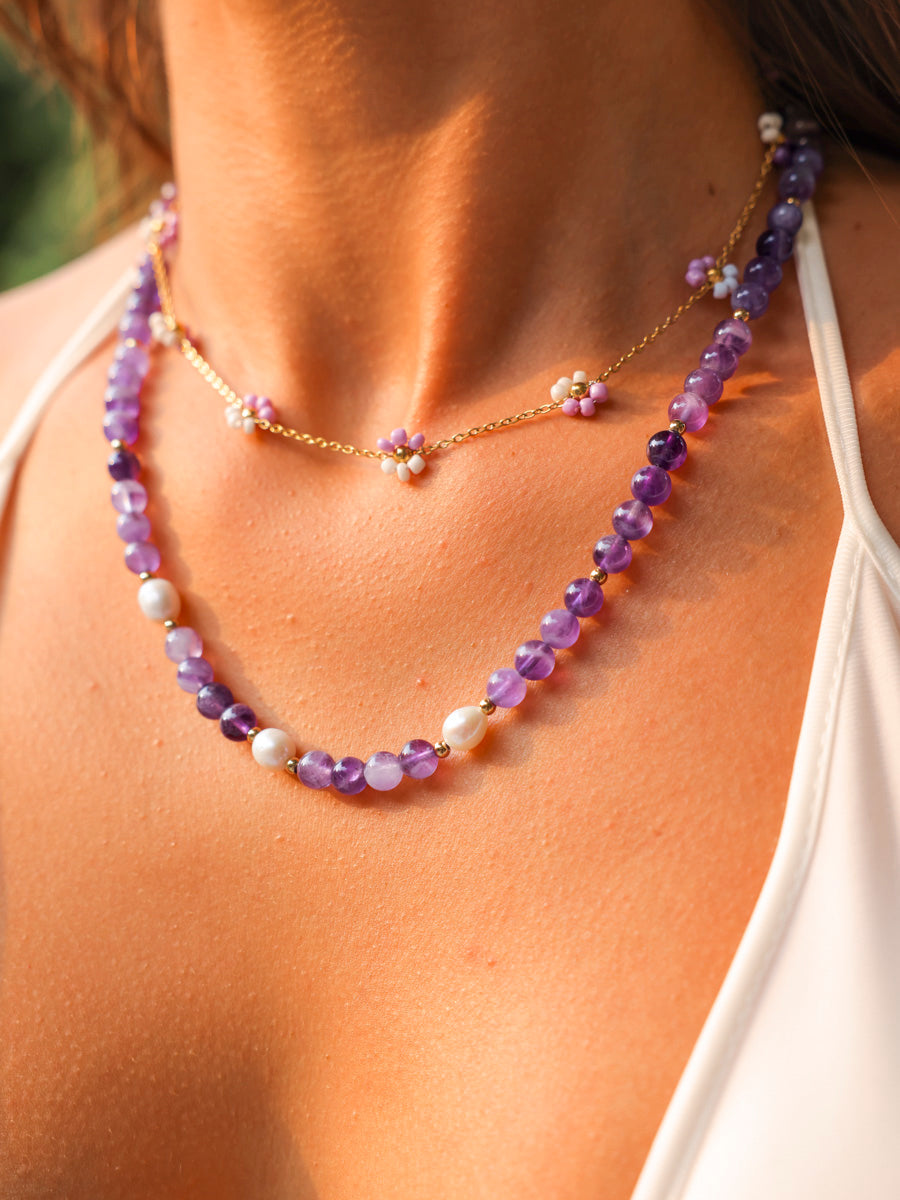 Amethyst-Kette mit violetten Steinen