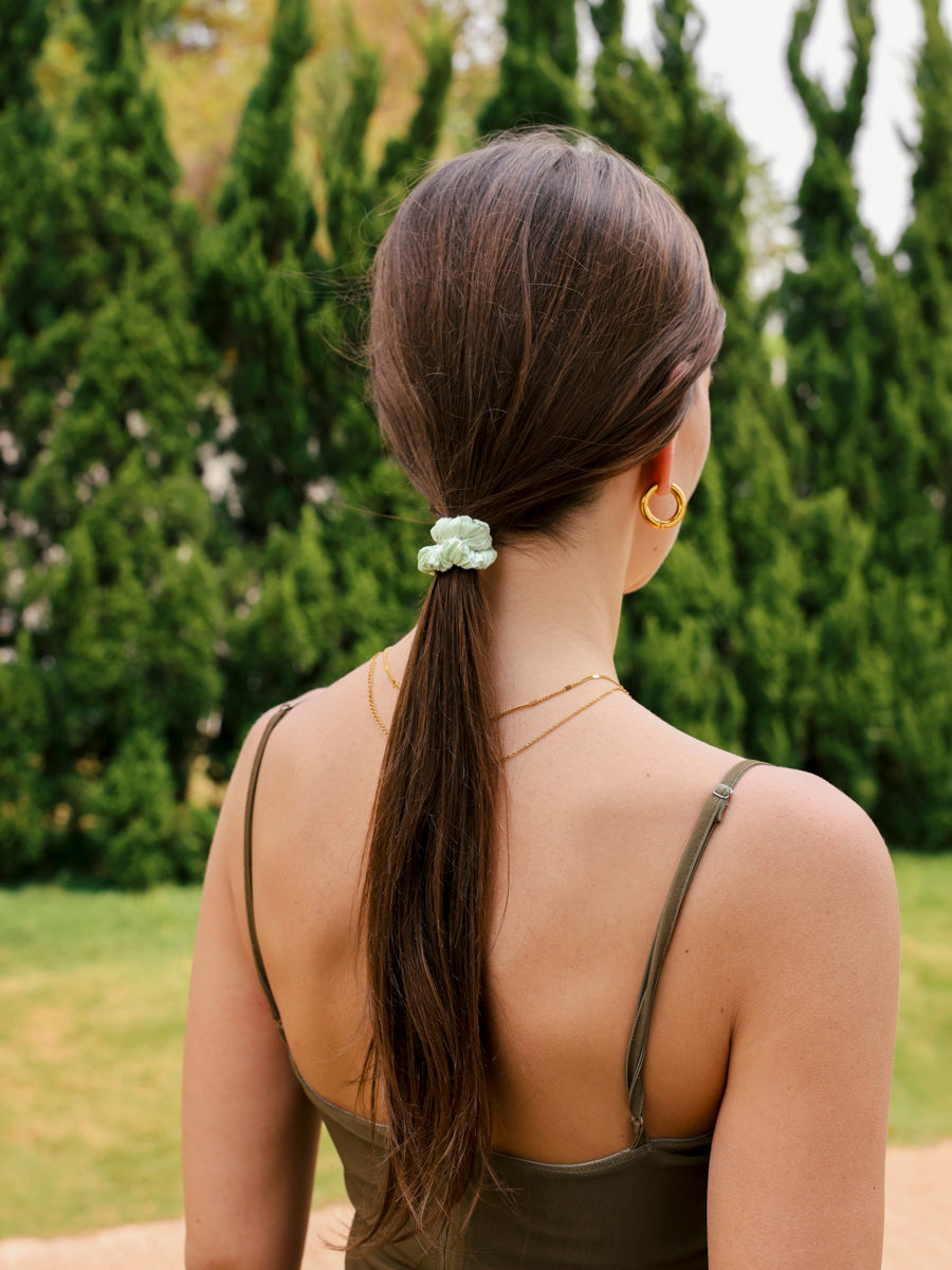 Serene Pure Silk Scrunchie Silver-grey