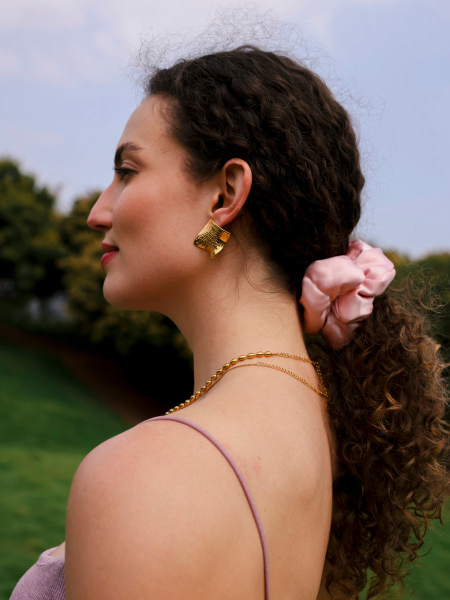 Fluffy Touch Pure Silk Scrunchie Light Pink