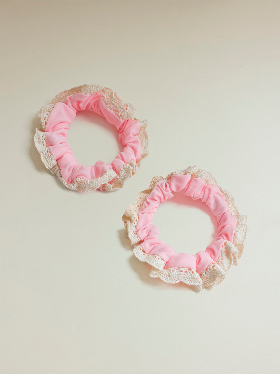 Lace Kiss Set Scrunchie Bright Pink
