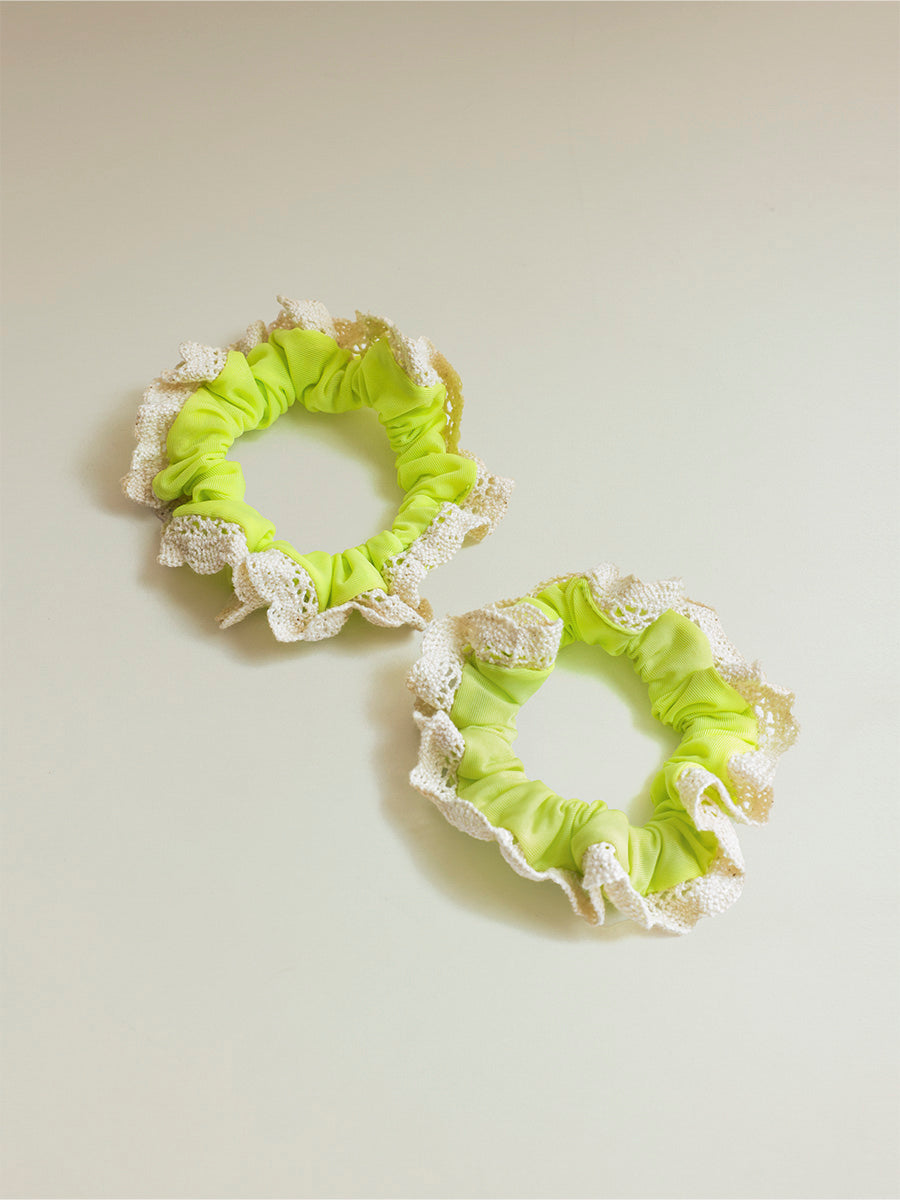 Lace Kiss Set Scrunchie Bright Green