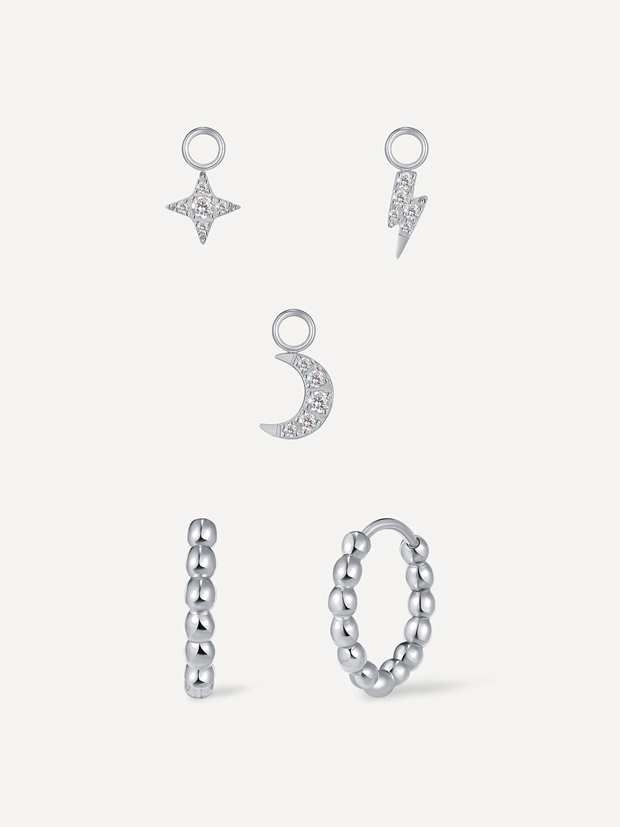 Lunar Sparkle Charm Silber