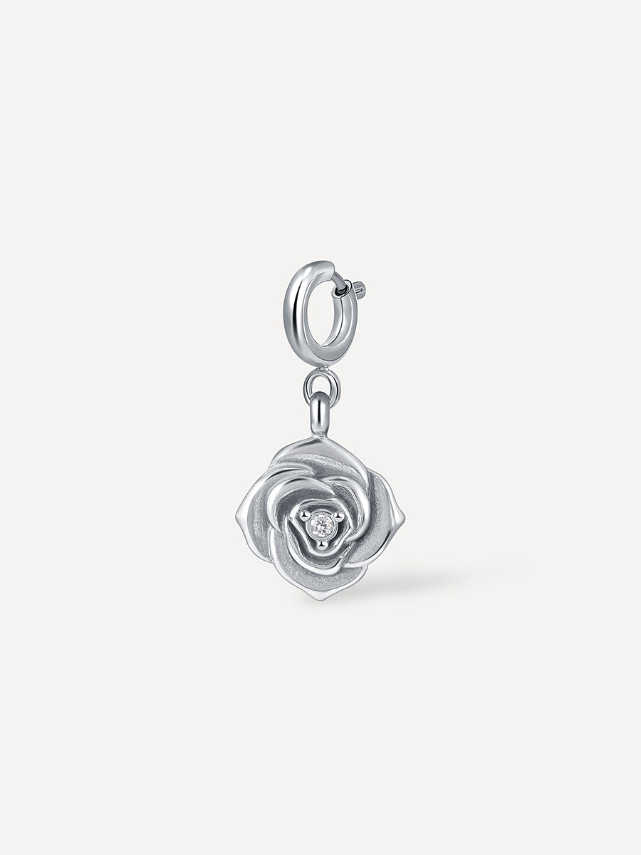 Rose Blooming Grace Charm Silber