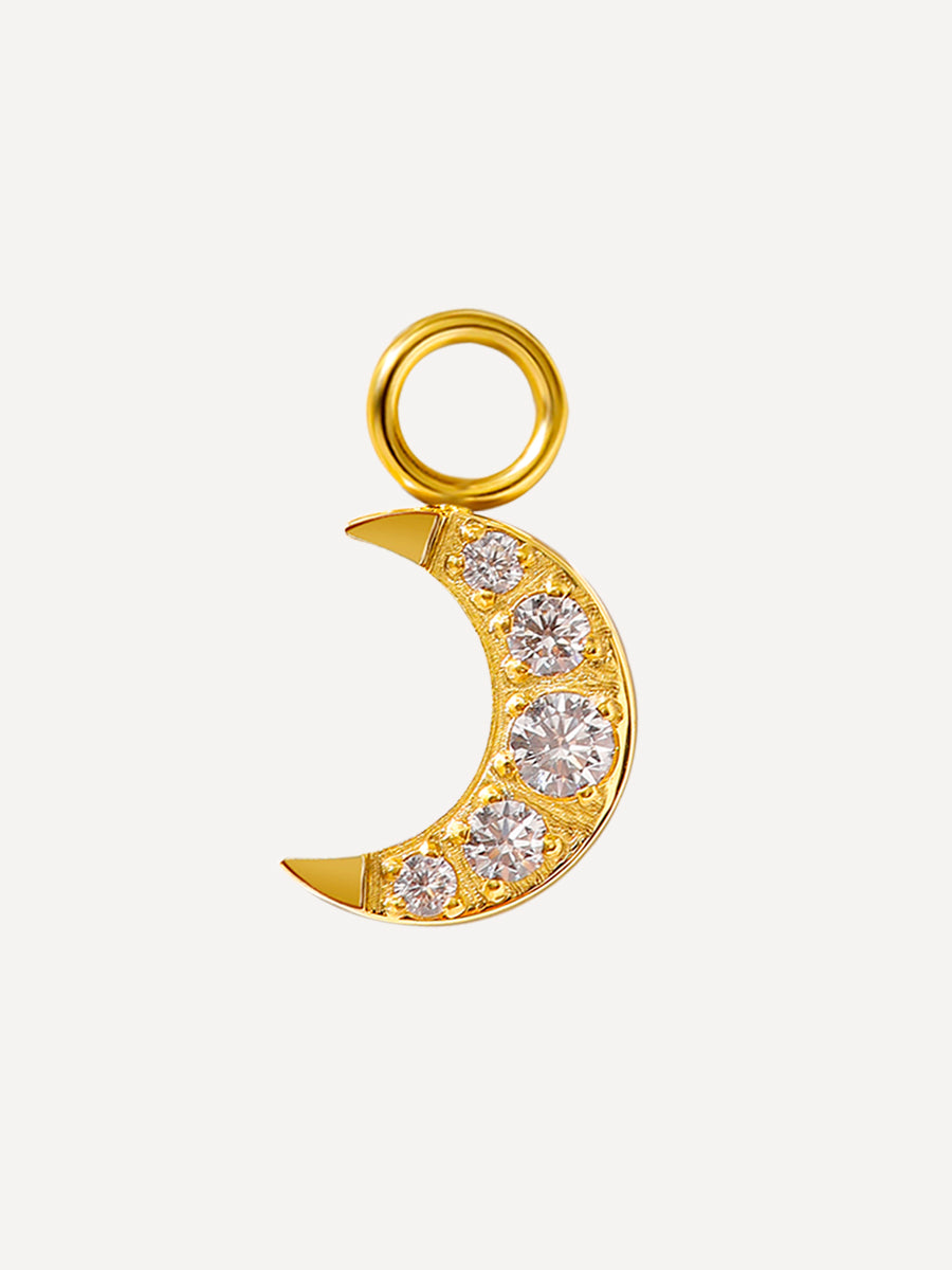 10x8mm Dazzling Moon Charm Gold