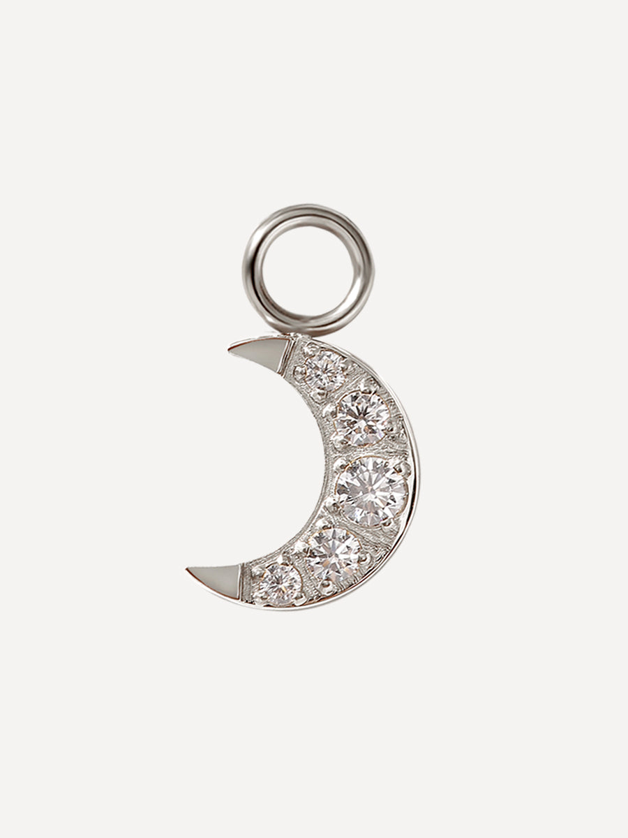 10x8mm Dazzling Moon Charm Silber