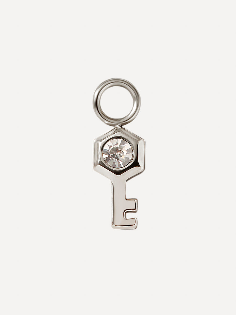 9,5x5mm Secret Key Charm Silber