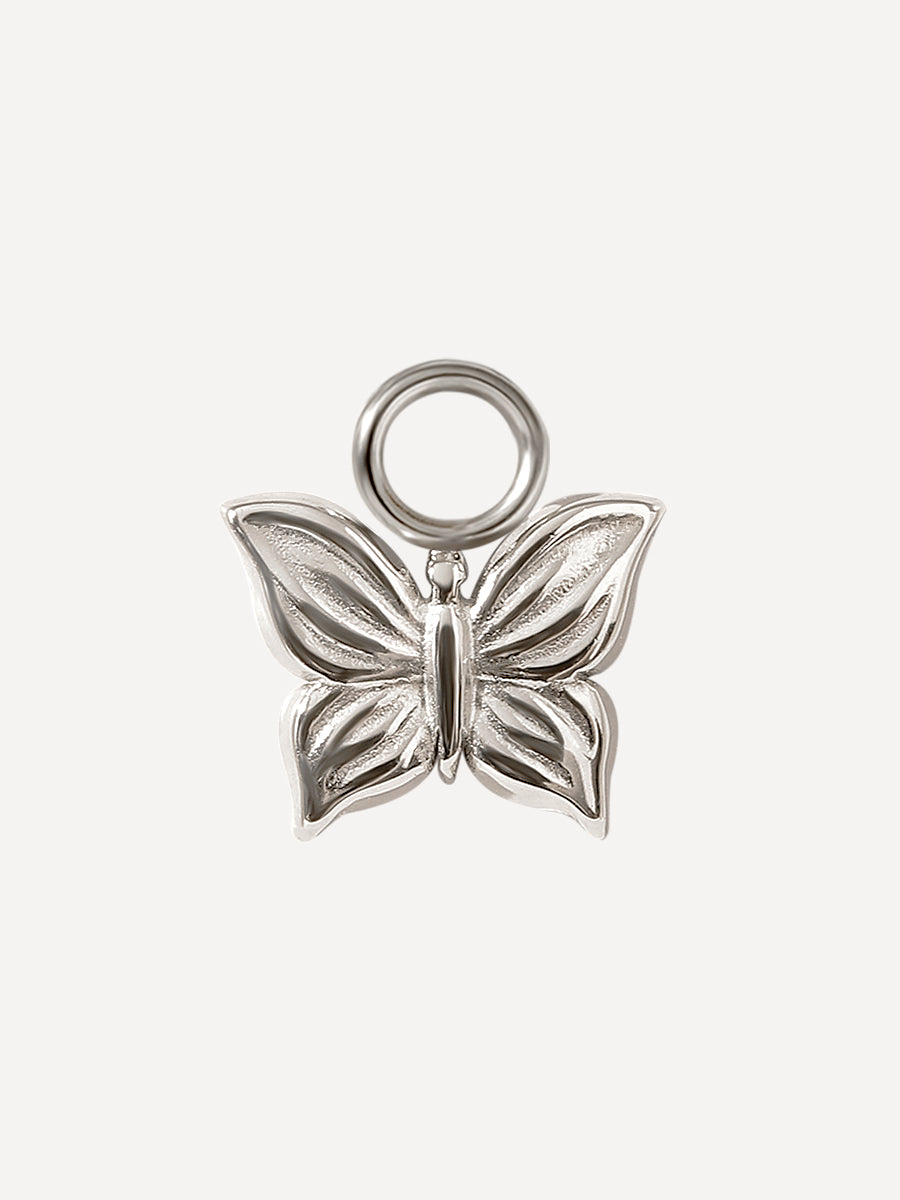 7,5x10mm Dancing Butterfly Charm Silber
