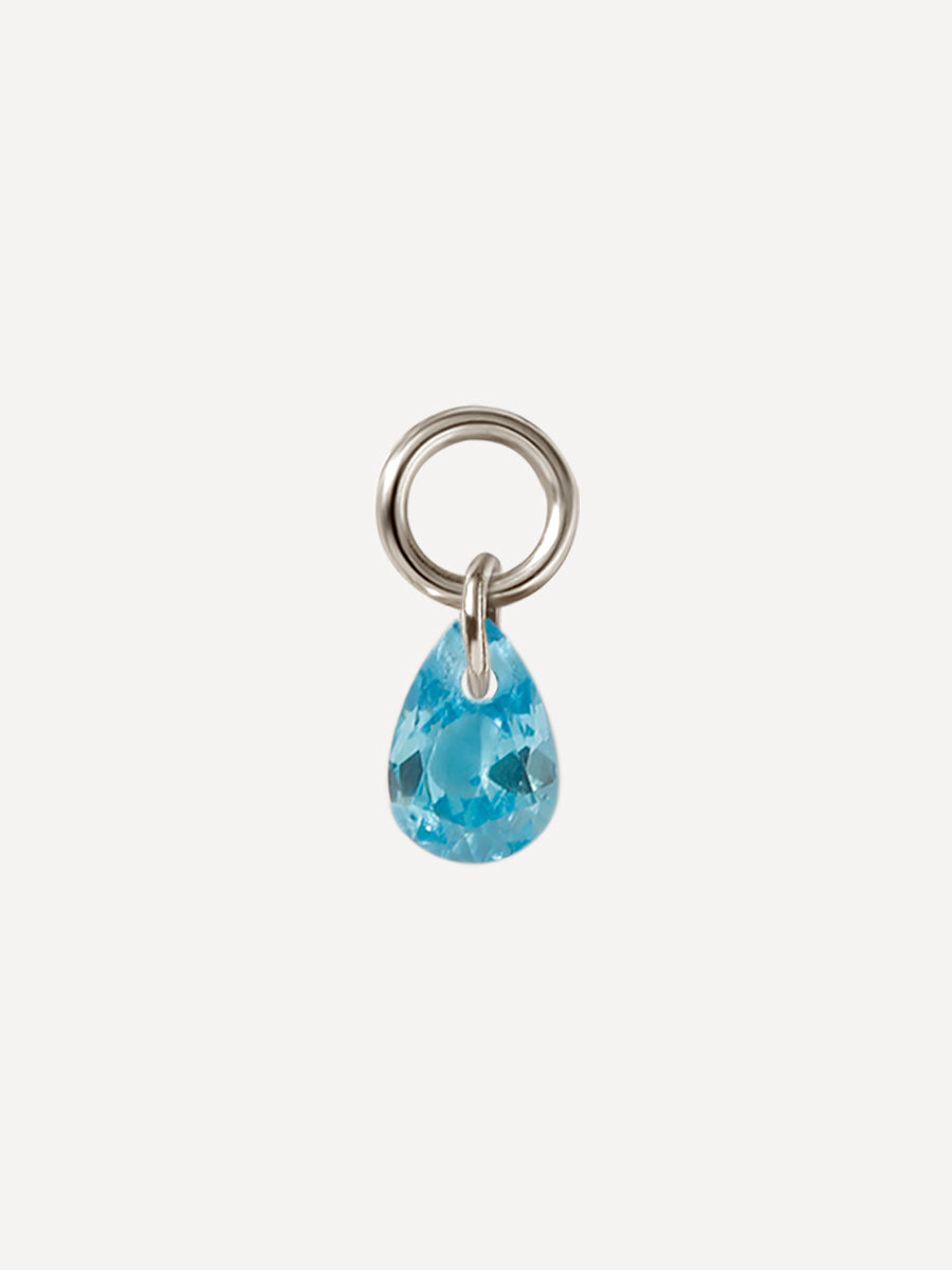 6x4mm Blue Drop Charm Silber
