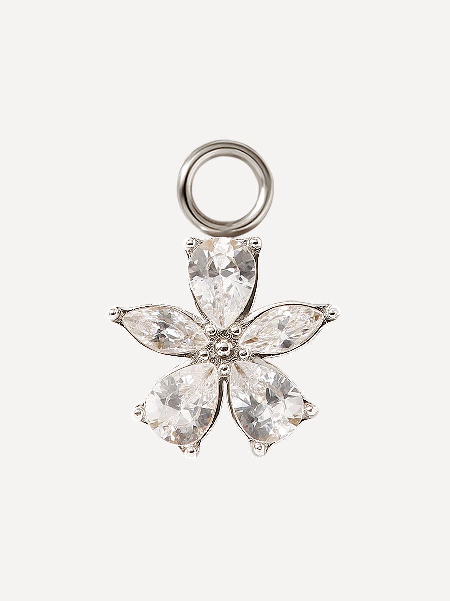 10x10,5mm Floral Spark Charm Silber