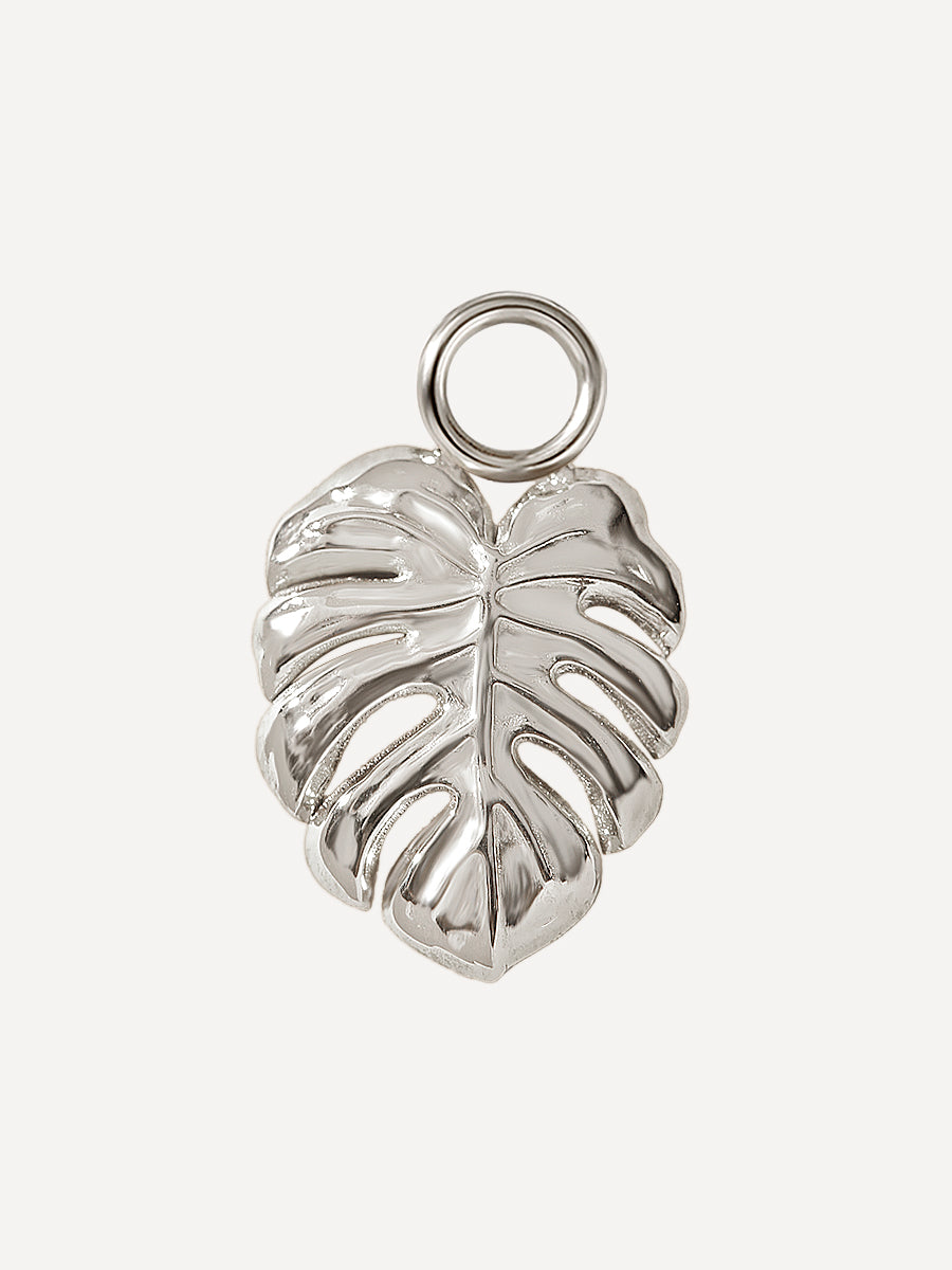 11,5x10mm Monstera Leaf Charm Silber
