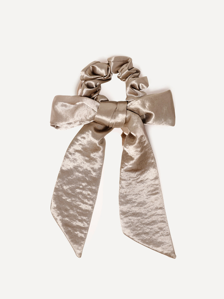 Graceful Bow Khaki Scrunchie