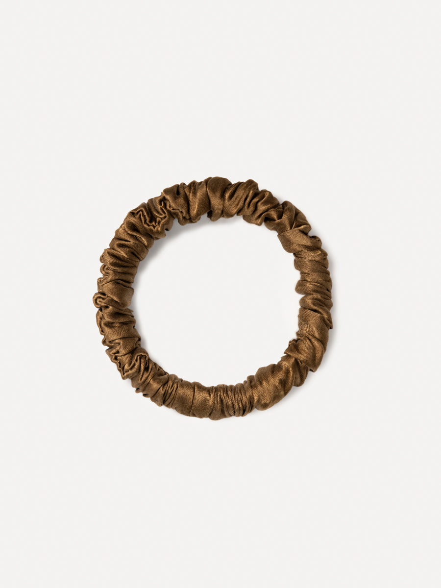 Serene Pure Silk Scrunchie Dark Brown