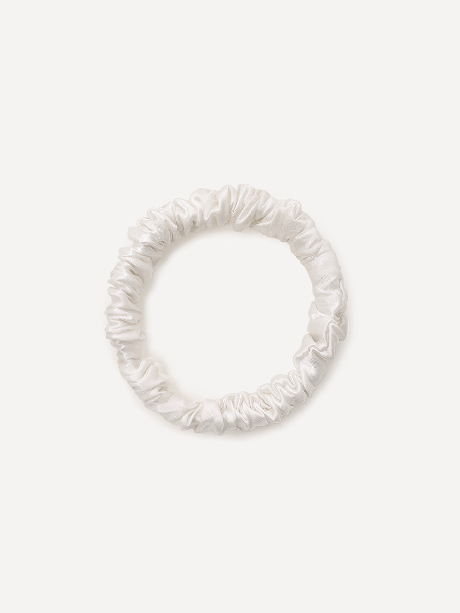 Serene Pure Silk Scrunchie White