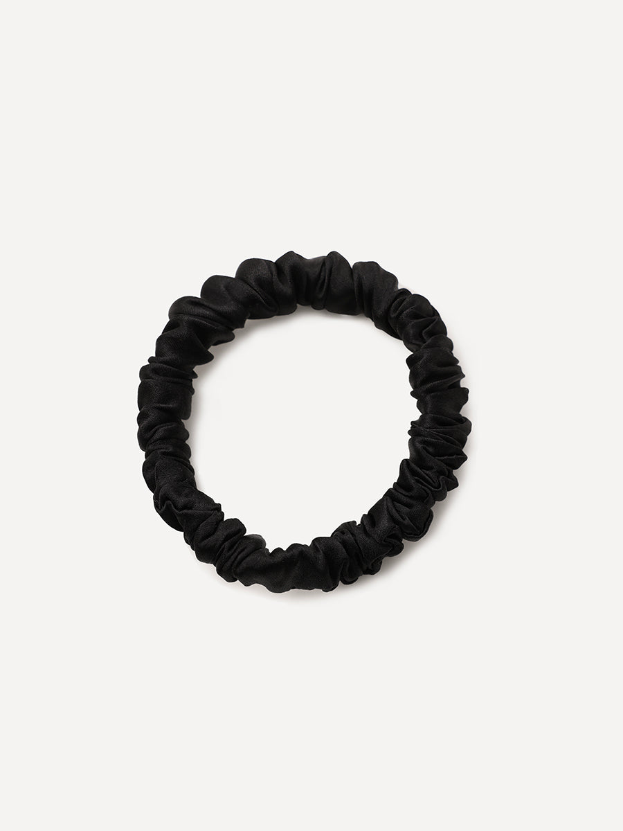 Serene Pure Silk Scrunchie Black