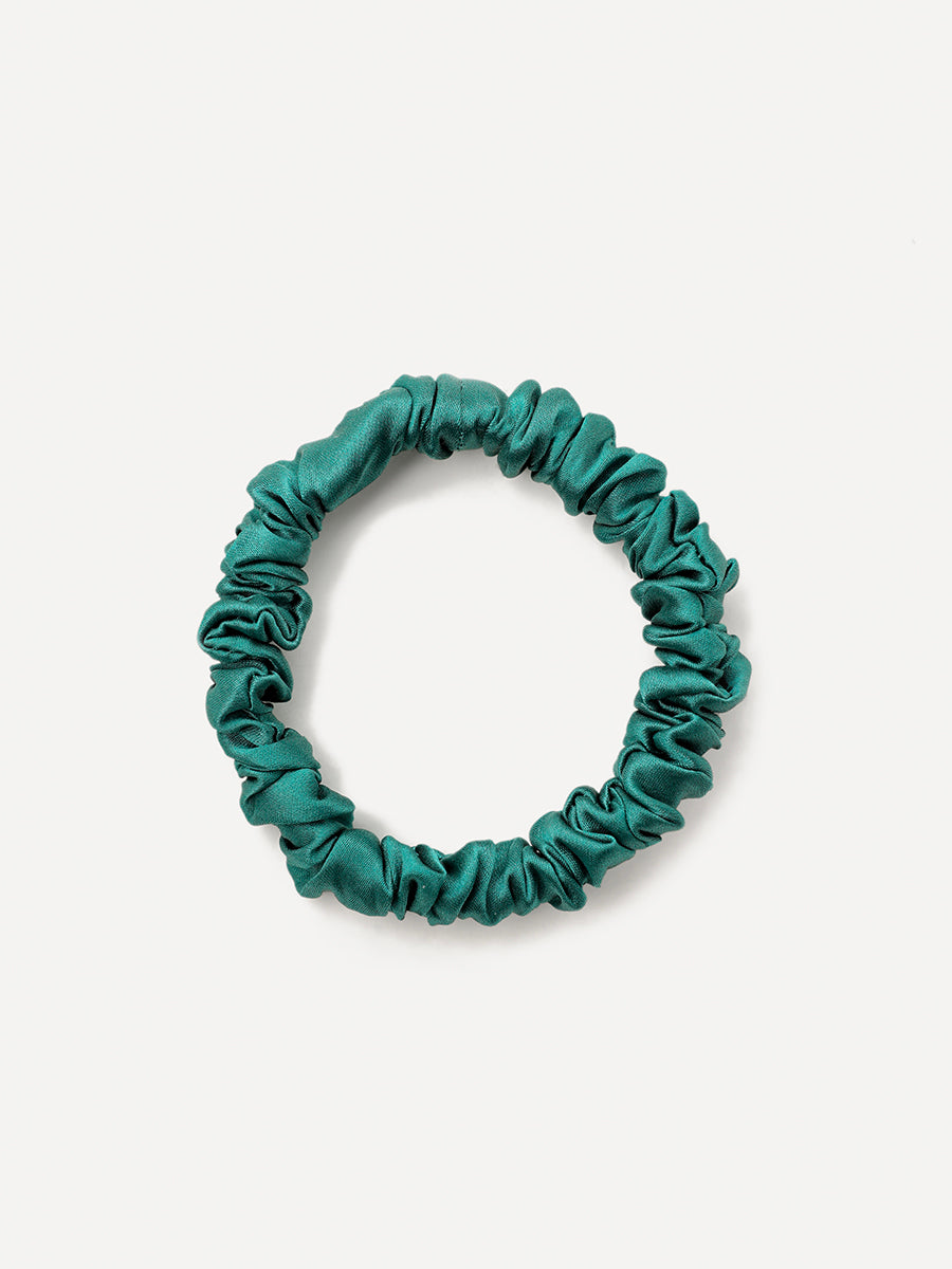 Serene Pure Silk Scrunchie Dark Green