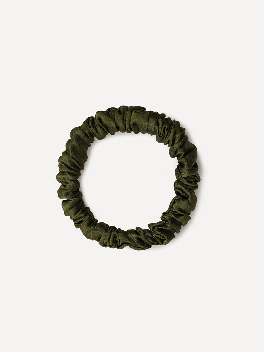 Serene Pure Silk Scrunchie Olive Green