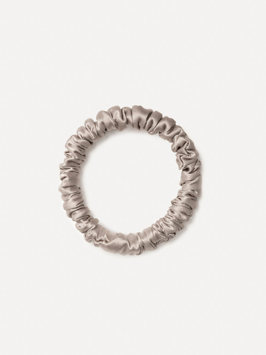 Serene Pure Silk Scrunchie Silver-grey