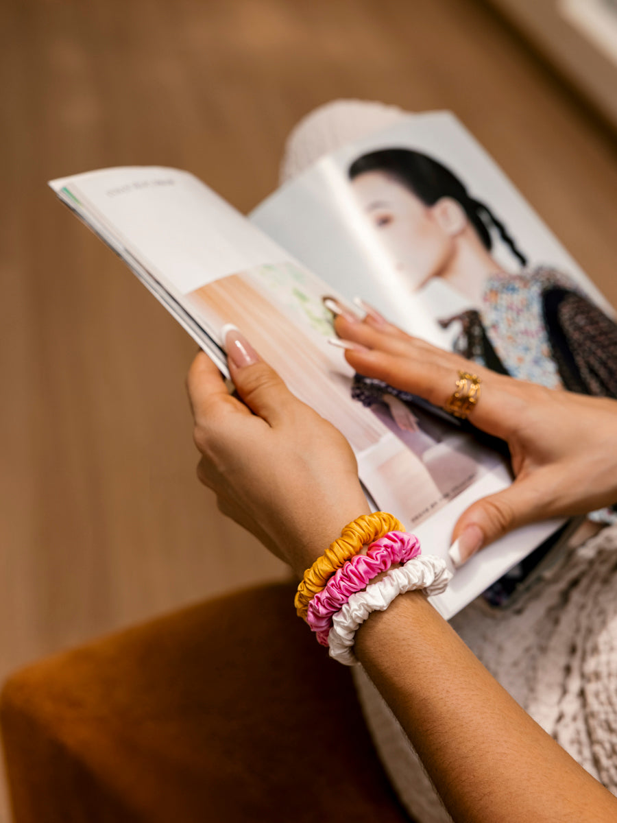 Serene Pure Silk Scrunchie White