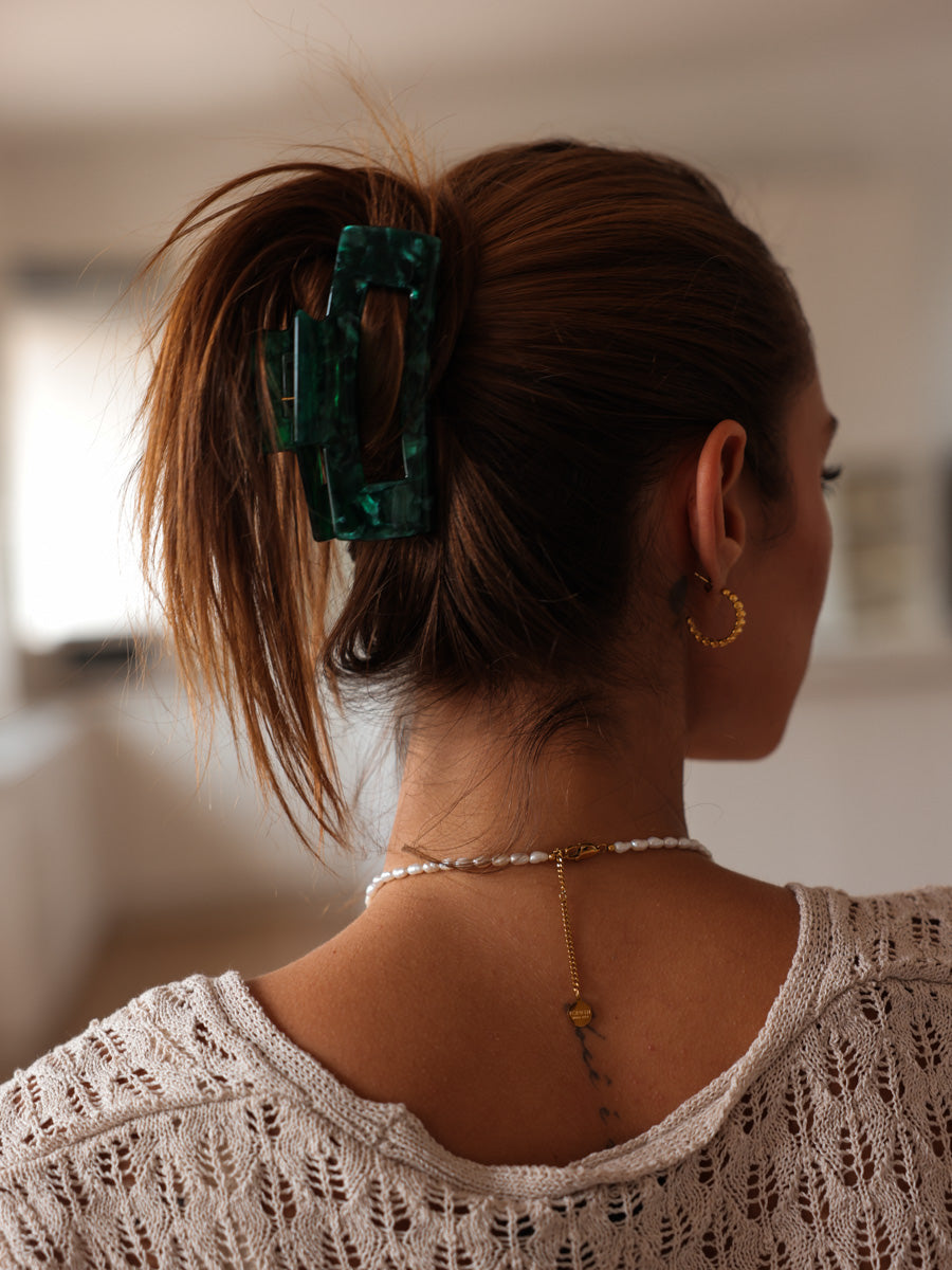 Modern Style Hair Clip Dark Green