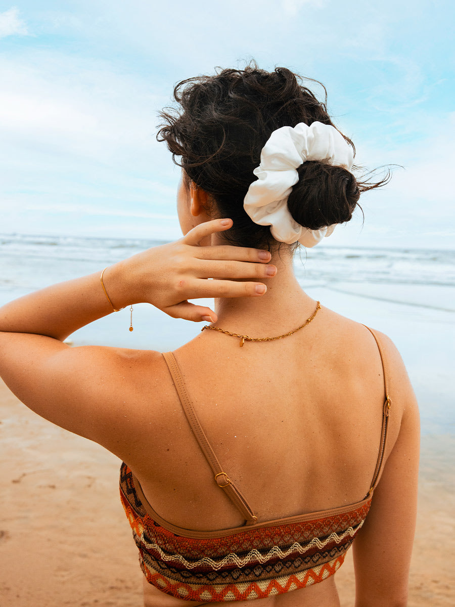 Fluffy Touch Pure Silk Scrunchie Dark Grey