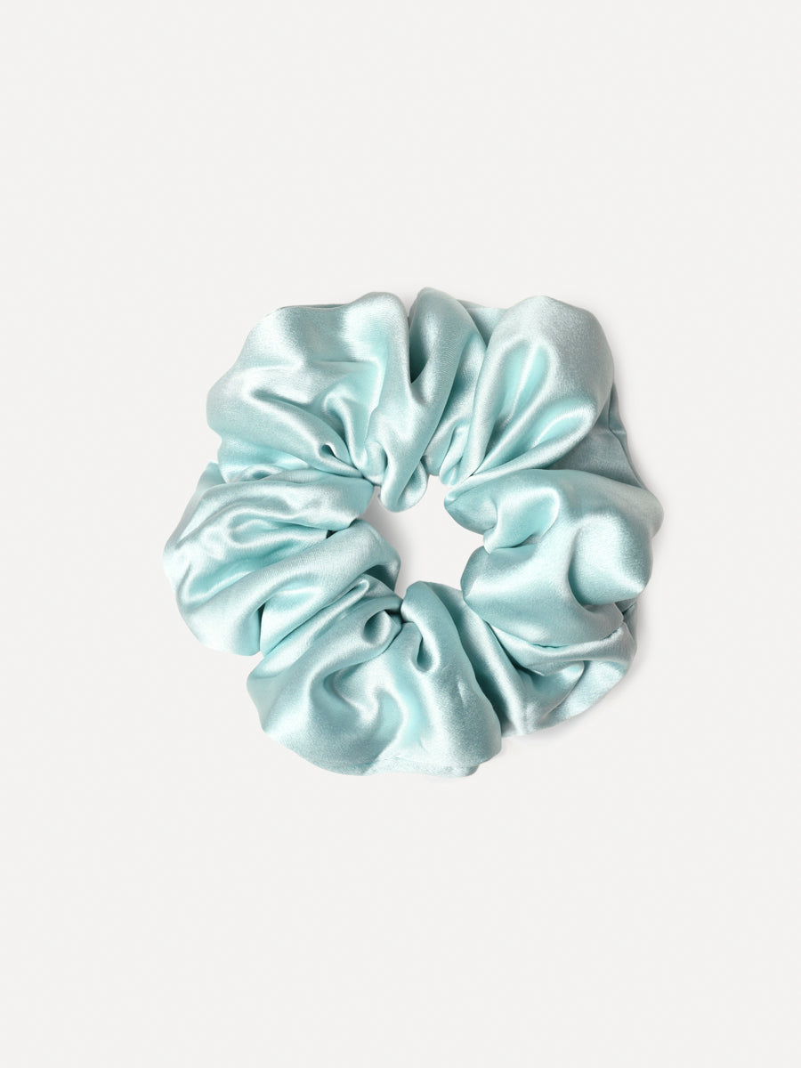 Fluffy Touch Pure Silk Scrunchie Light Blue