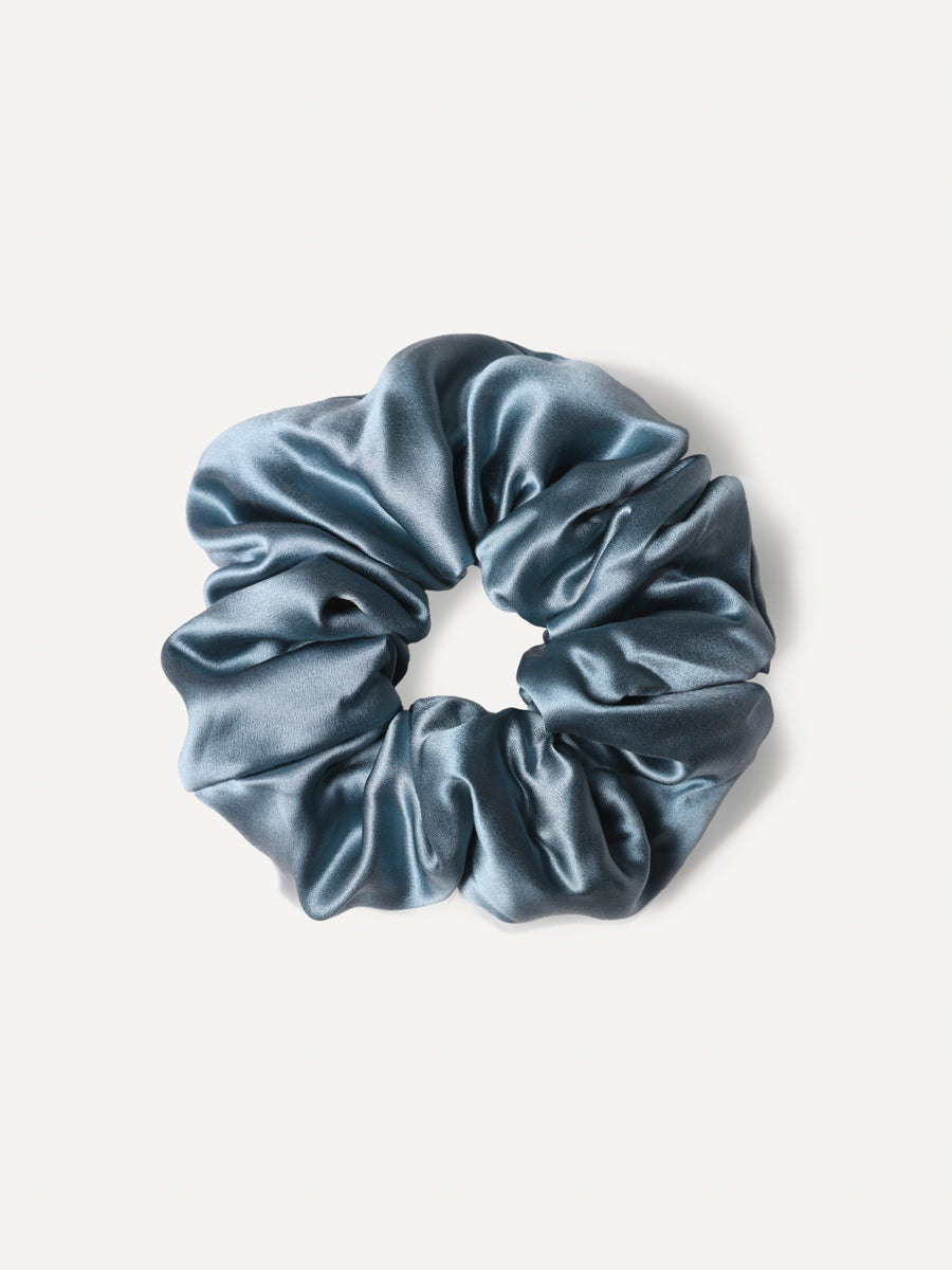 Fluffy Touch Pure Silk Scrunchie Blue