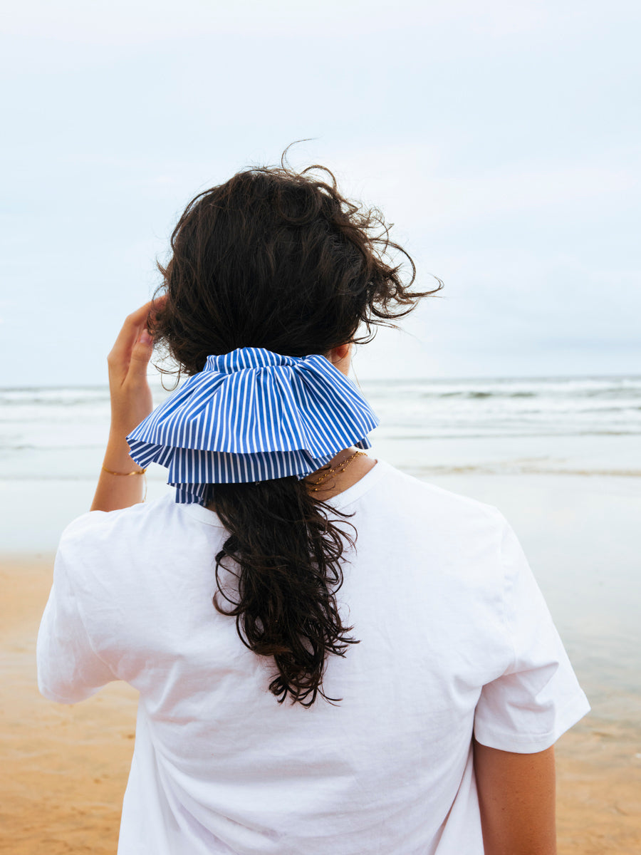 Breeze Wrap Navy-striped Scrunchie
