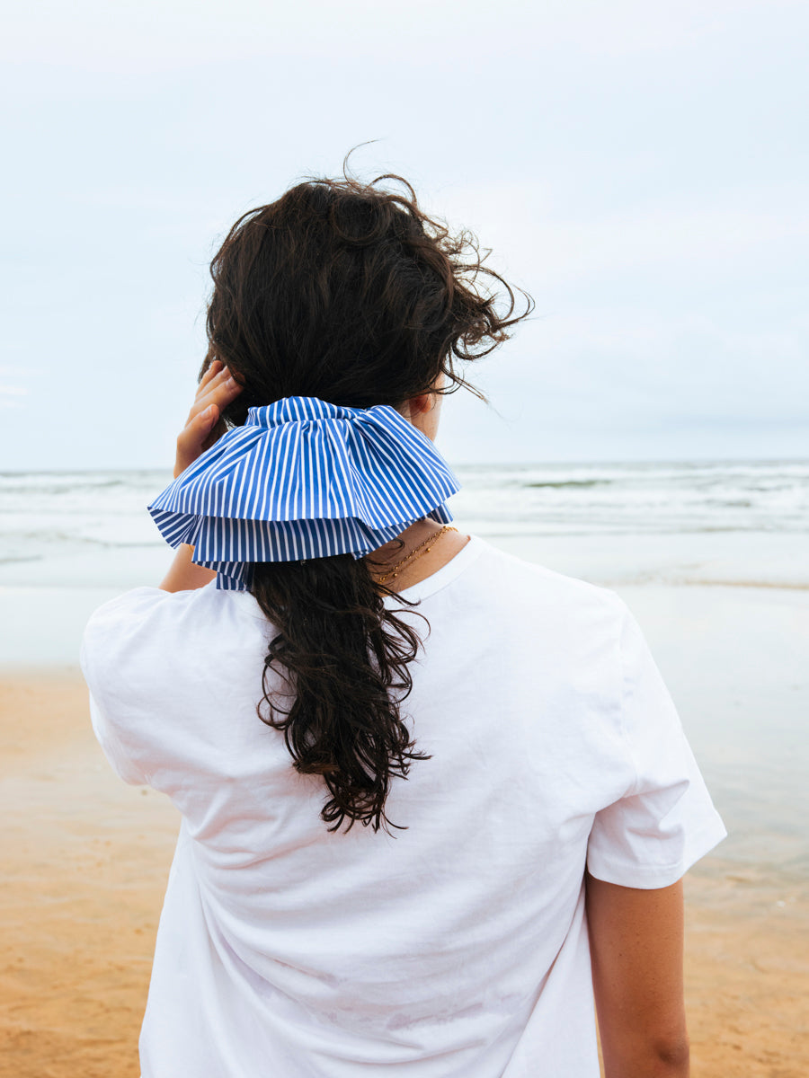 Breeze Wrap Navy-striped Scrunchie