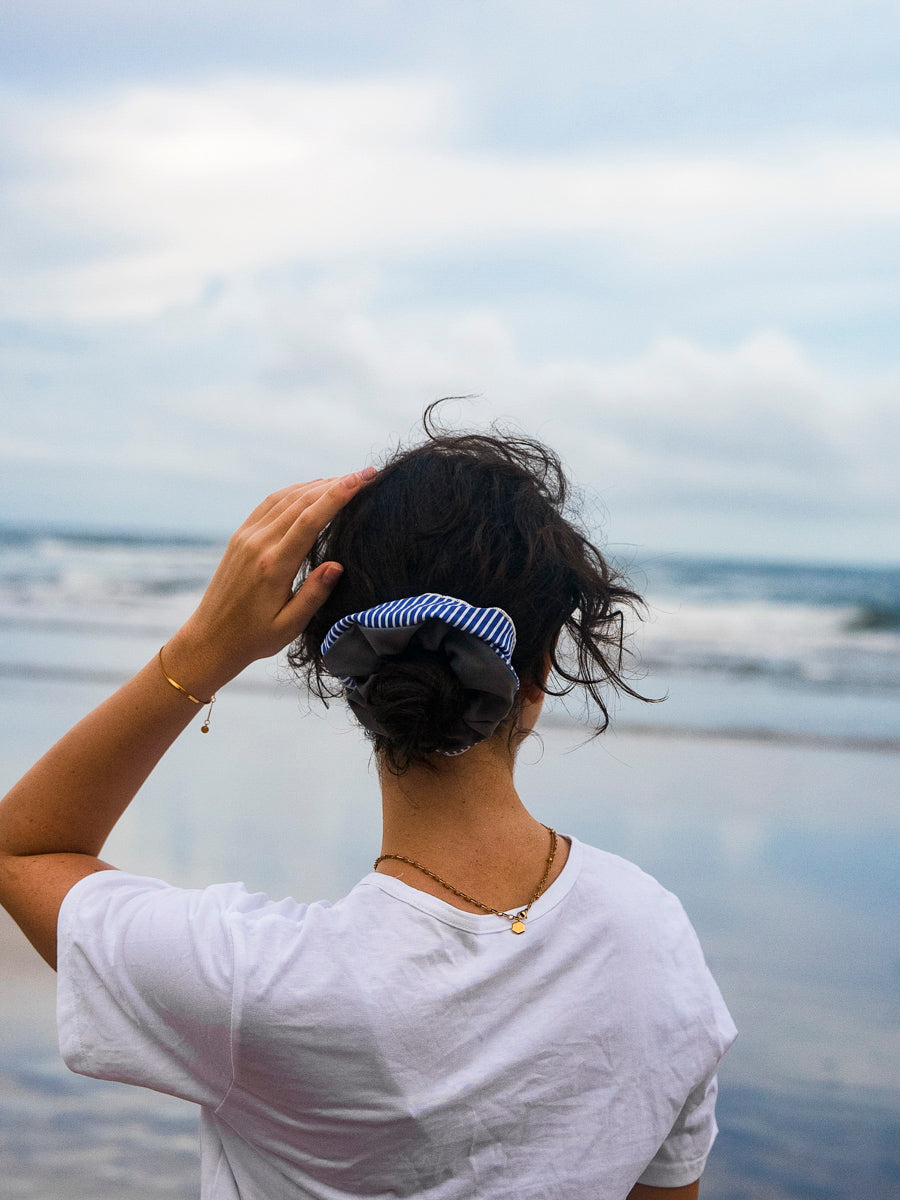 Serene Stripes Navy-striped Scrunchie