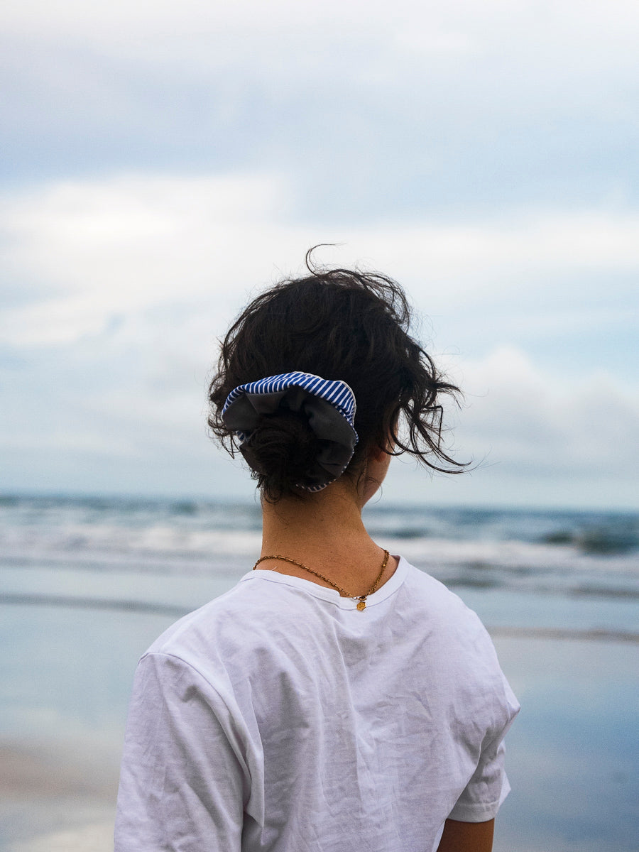 Serene Stripes Navy-striped Scrunchie