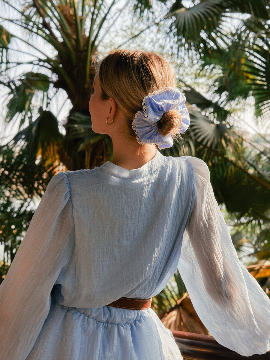 Lace Breeze Navy-striped Scrunchie