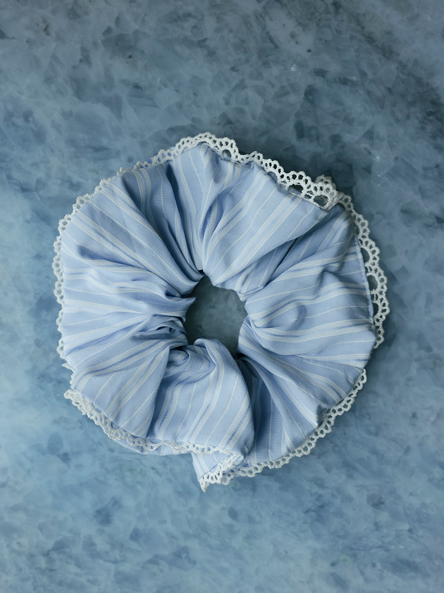 Lace Breeze Navy-striped Scrunchie
