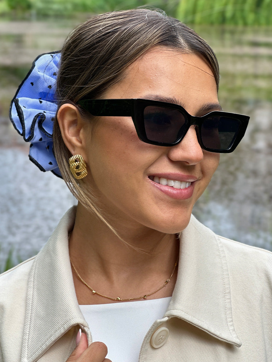 Heart Bliss Navy-striped Scrunchie