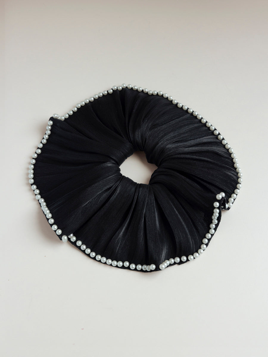 Pearl Grace Black Scrunchie