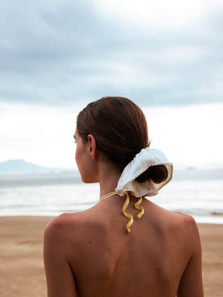 Pearl Grace Black Scrunchie