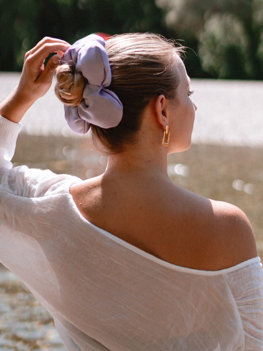 Cream Blossom Purple Scrunchie