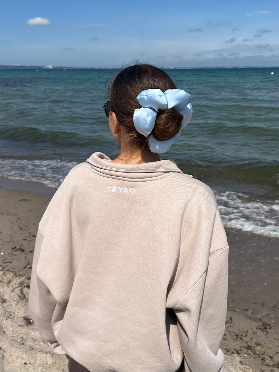 Cream Blossom Blue Scrunchie