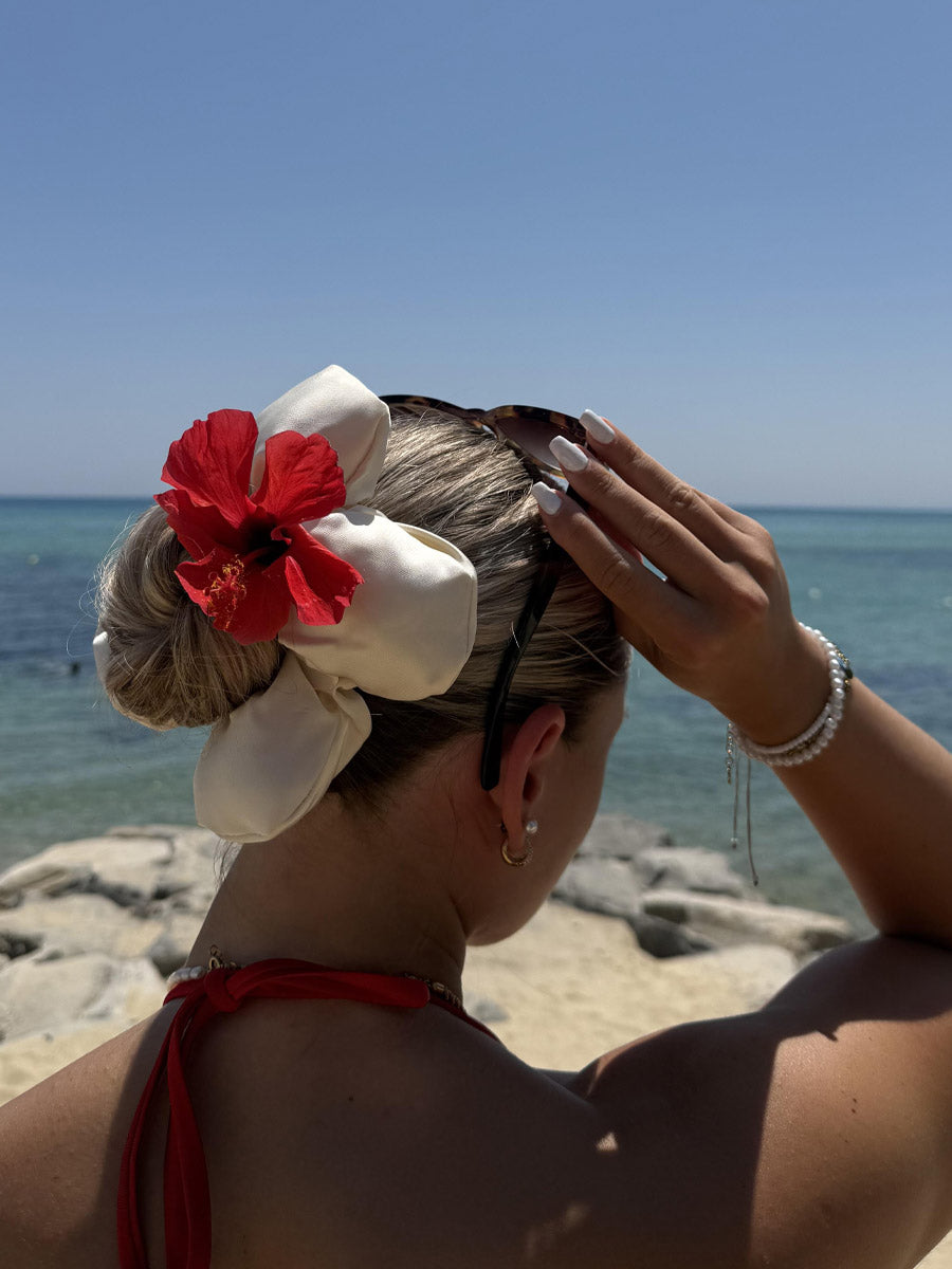 Cream Blossom White Scrunchie
