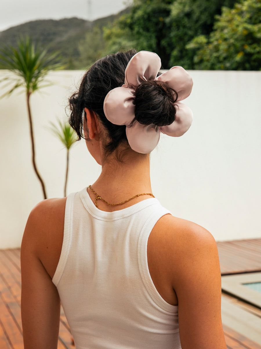 Cream Blossom White Scrunchie
