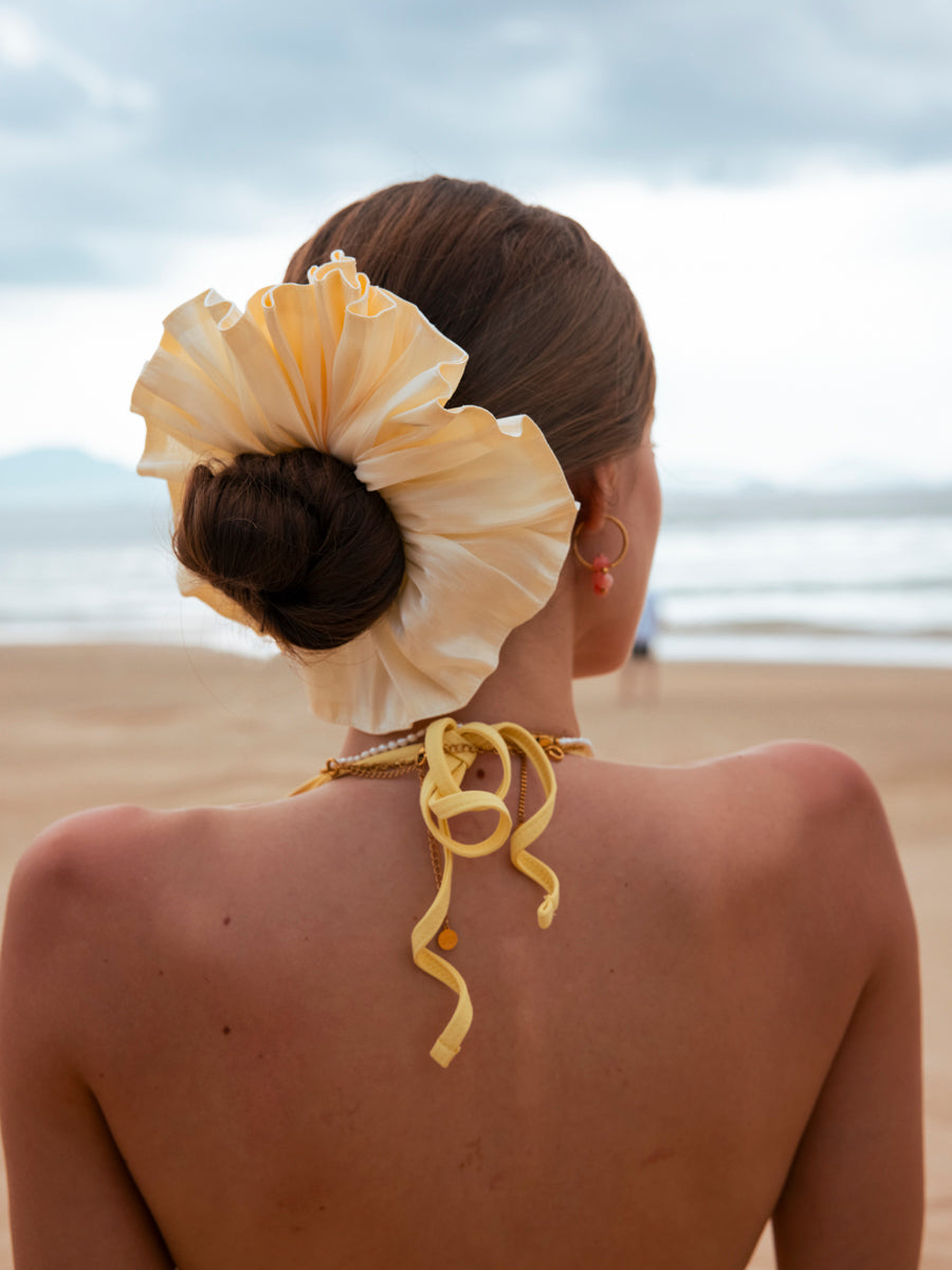 Delicate Wave White Scrunchie