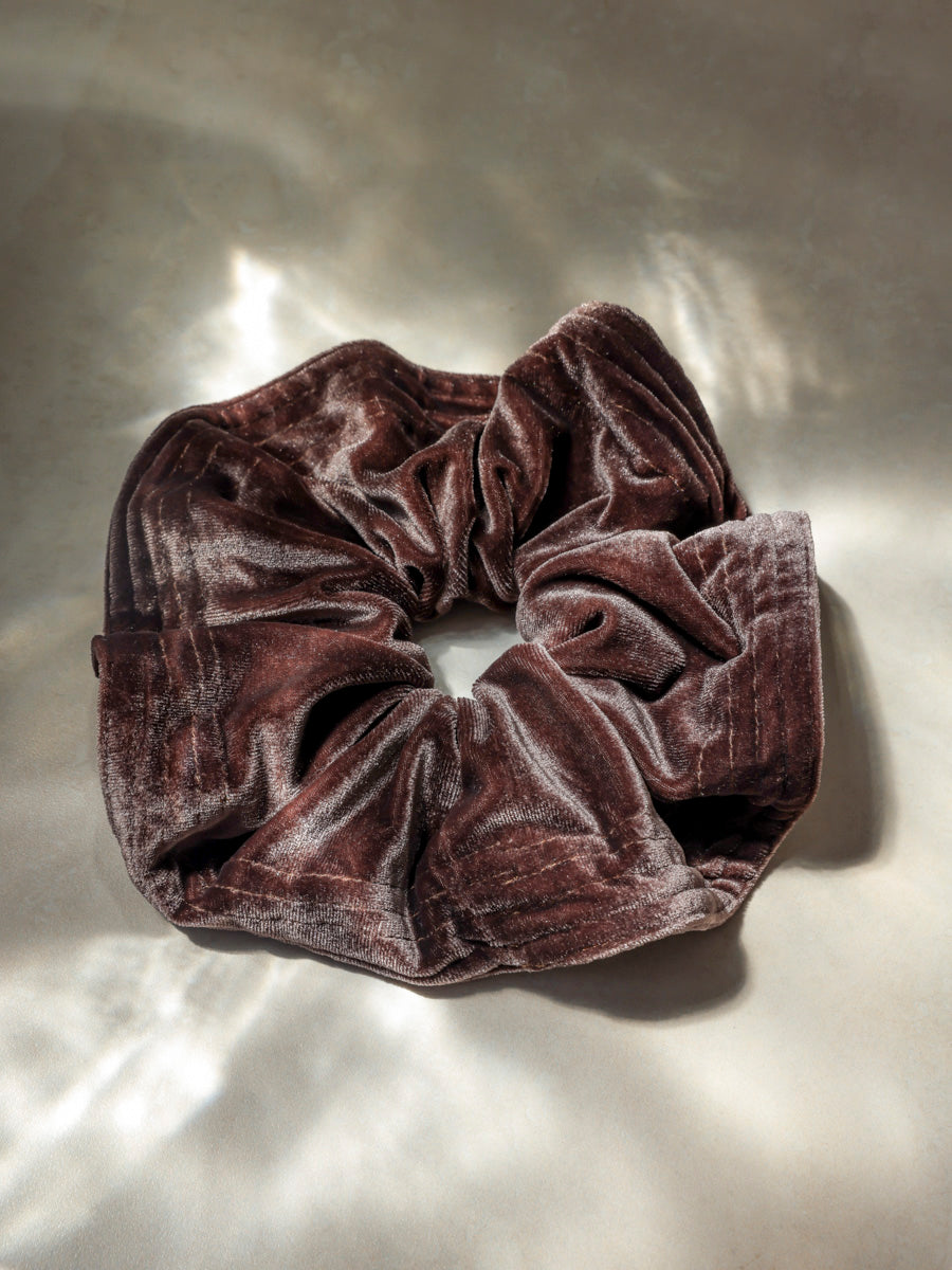 Luxe Velvet Brown Scrunchie