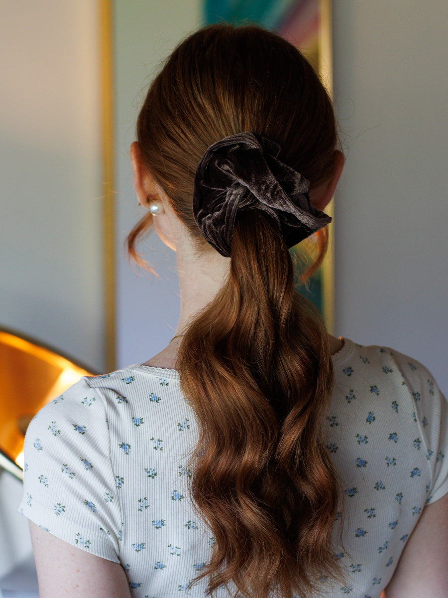 Luxe Velvet Brown Scrunchie