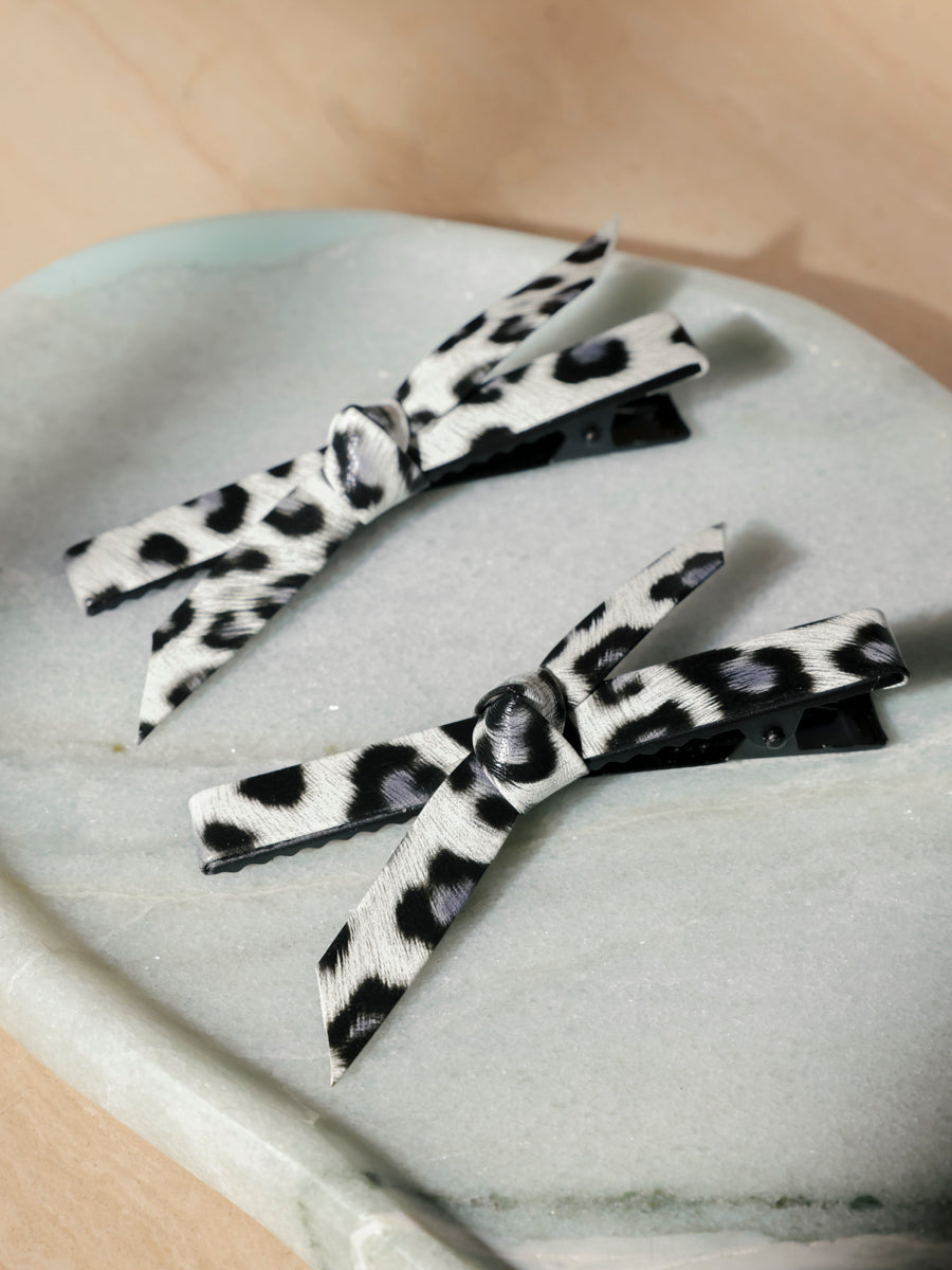 Trendy Charm White Leopard Set Hairpin