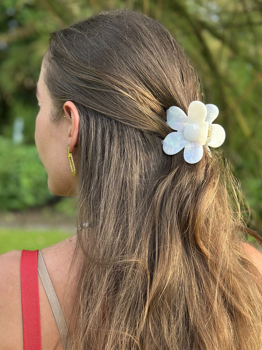 Serene Flower White Hair Clip