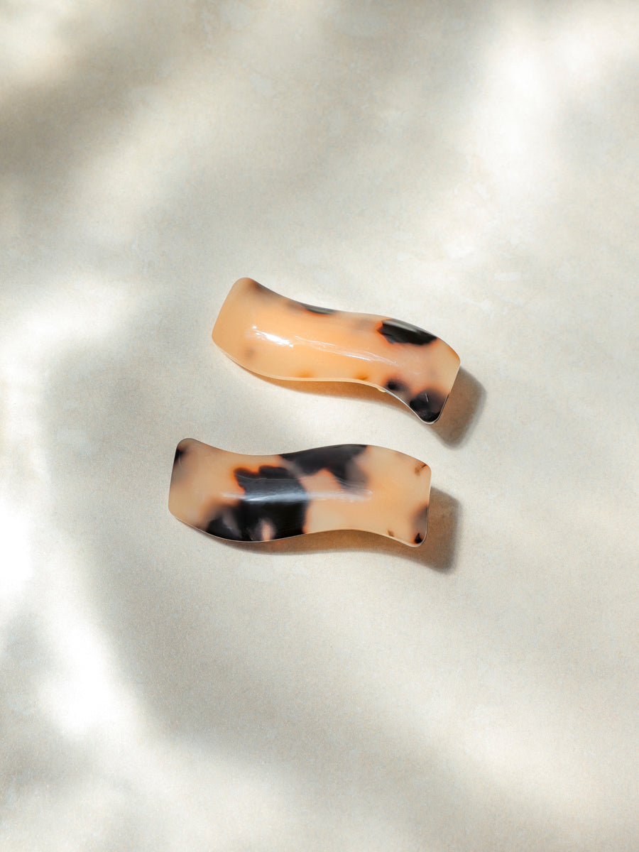 Simple Wave Tortoiseshell Set Hairpin