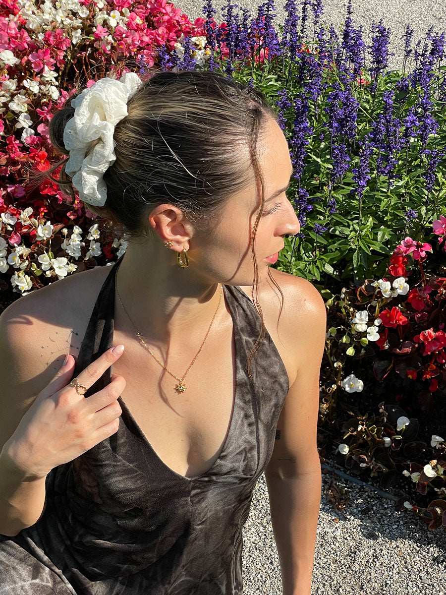 Puffy Lace Scrunchie White