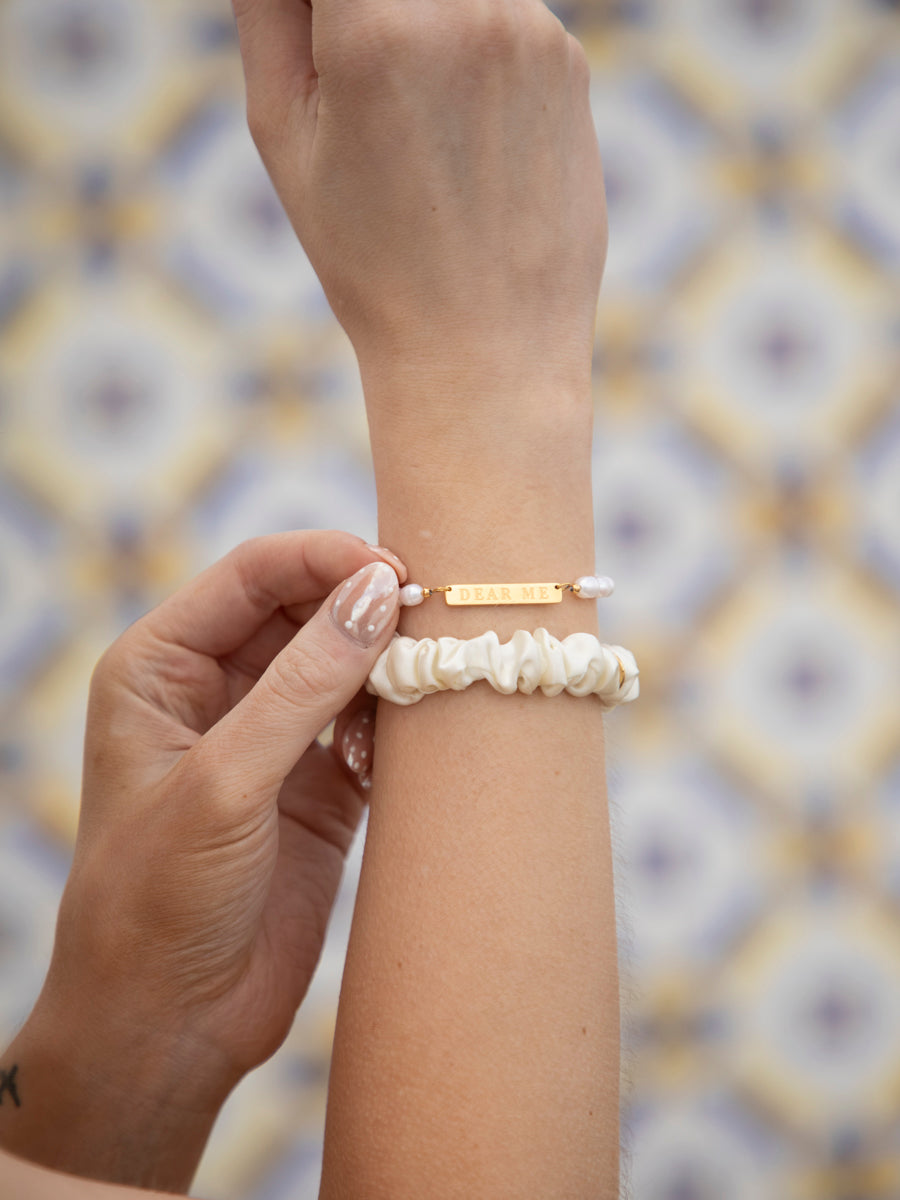 Blissful Pure Silk Scrunchie Cream White