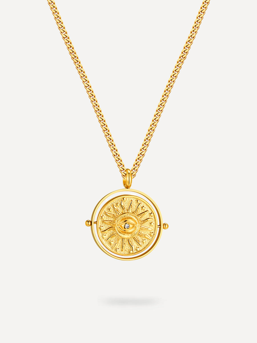 Rotating Sun Flames Kette Gold