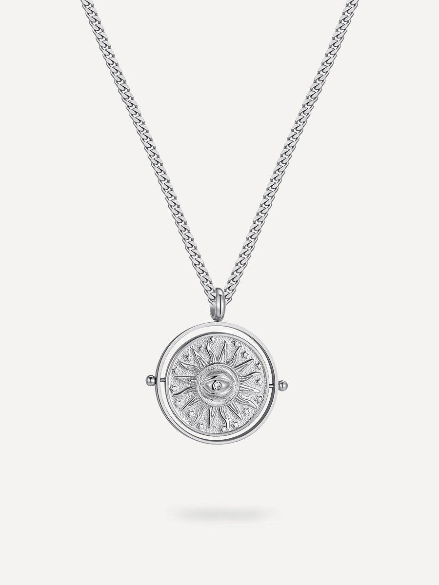 Rotating Sun Flames Kette Silber