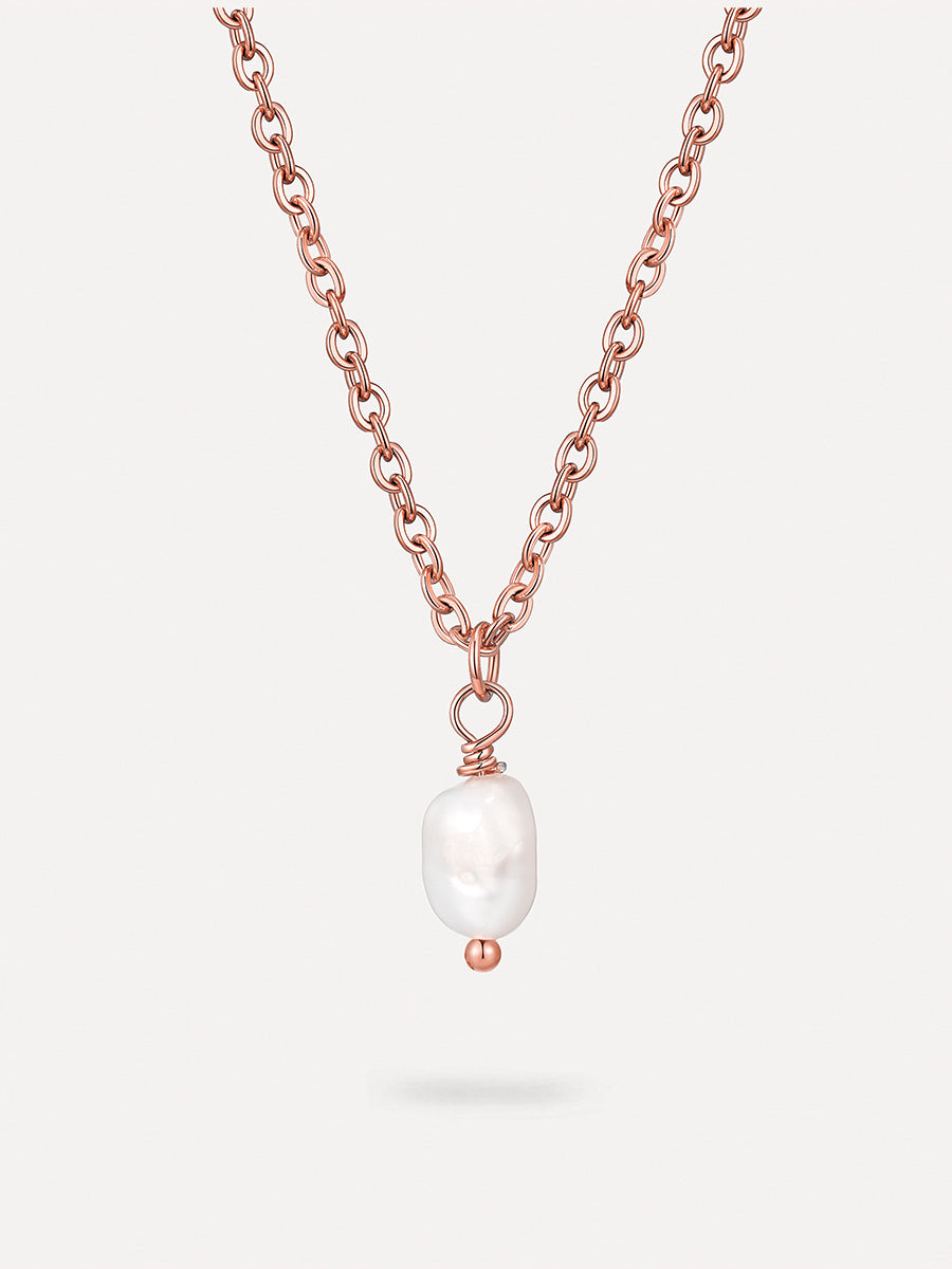Simple Pearl Pendant Kette Rosegold